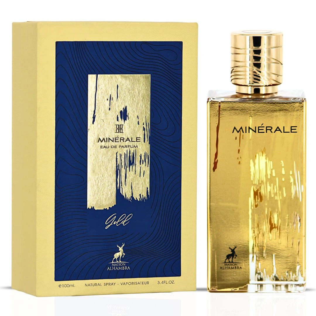Minerale Gold Eau De Parfum Spray 100ml (3.4 Oz) By Maison Alhambra | Smoky Patchouli, Osmanthus Silk, Suede-Kissed Woods